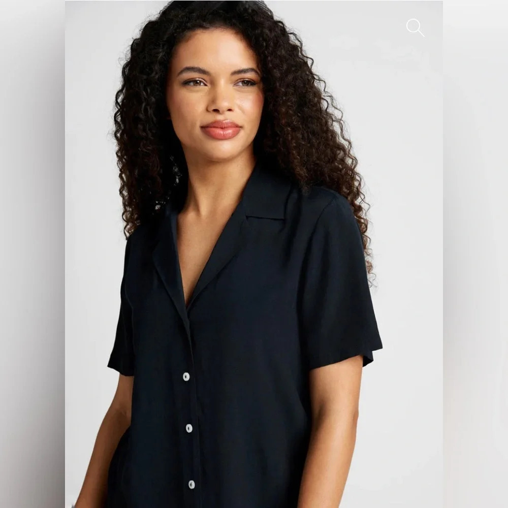 MODCLOTH Call It A Classic Camp Collar Shirt in Black - Picture 3 of 8